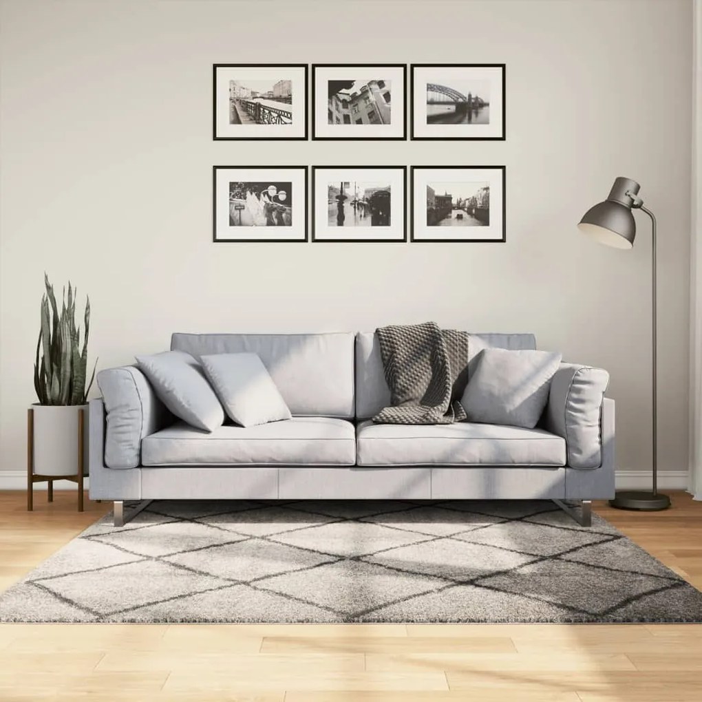 vidaXL Tapete shaggy de pelo alto PAMPLONA 160x160 cm bege e antracite