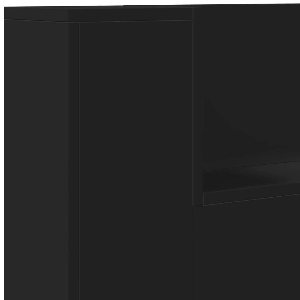 Armário de cabeceira com luzes LED 180x16,5x103,5 cm preto