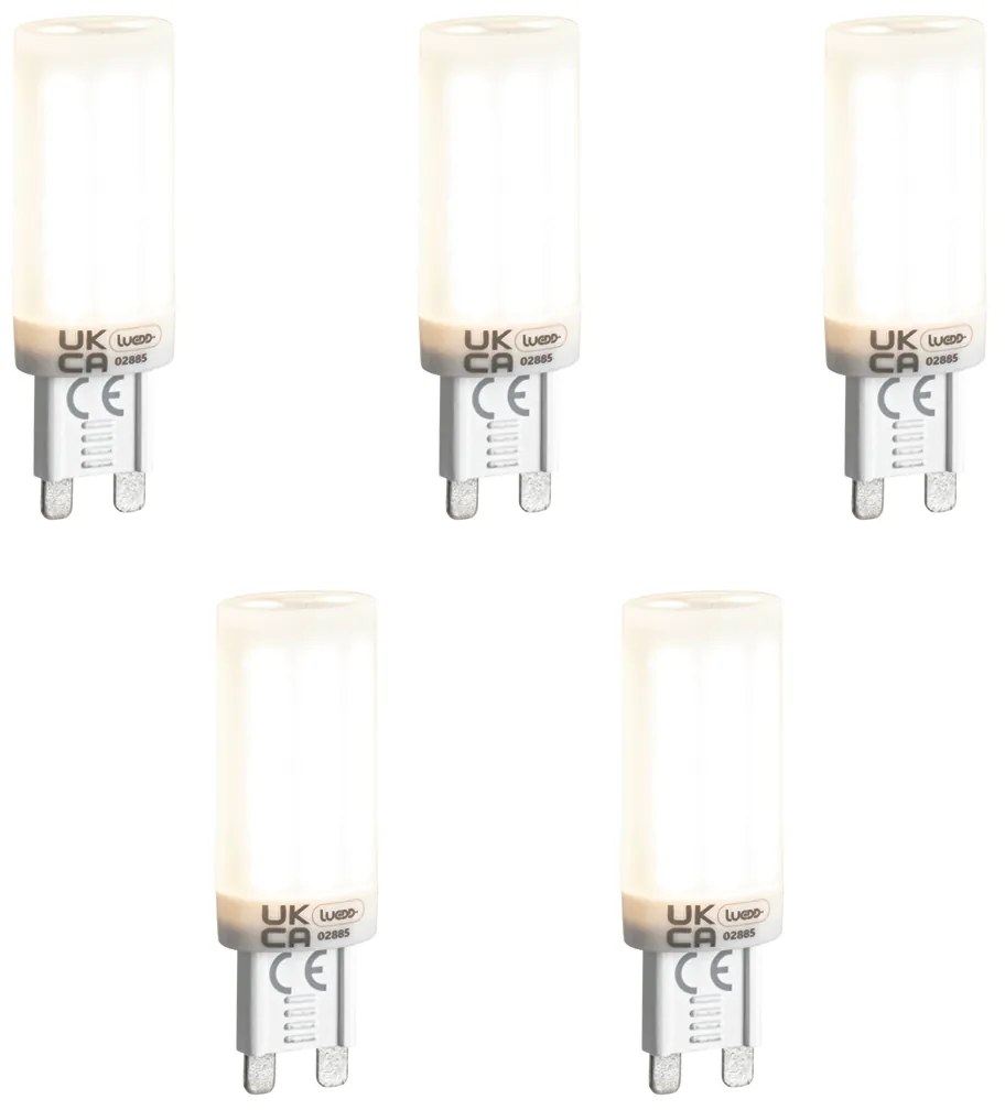 Conjunto de 5 lâmpadas LED reguláveis G9 em 3 níveis, opalinas, 4,5 W, 500 lm, 4000 K