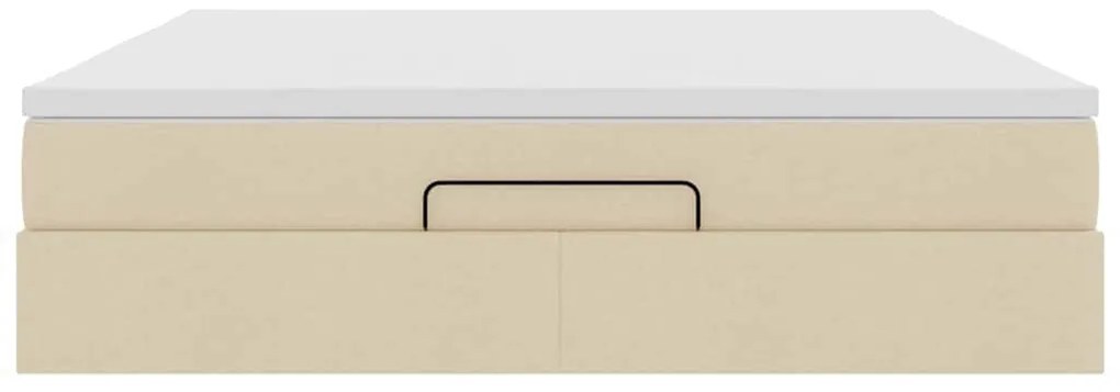 Estrutura de cama otomana com colchão tecido creme 160x200cm