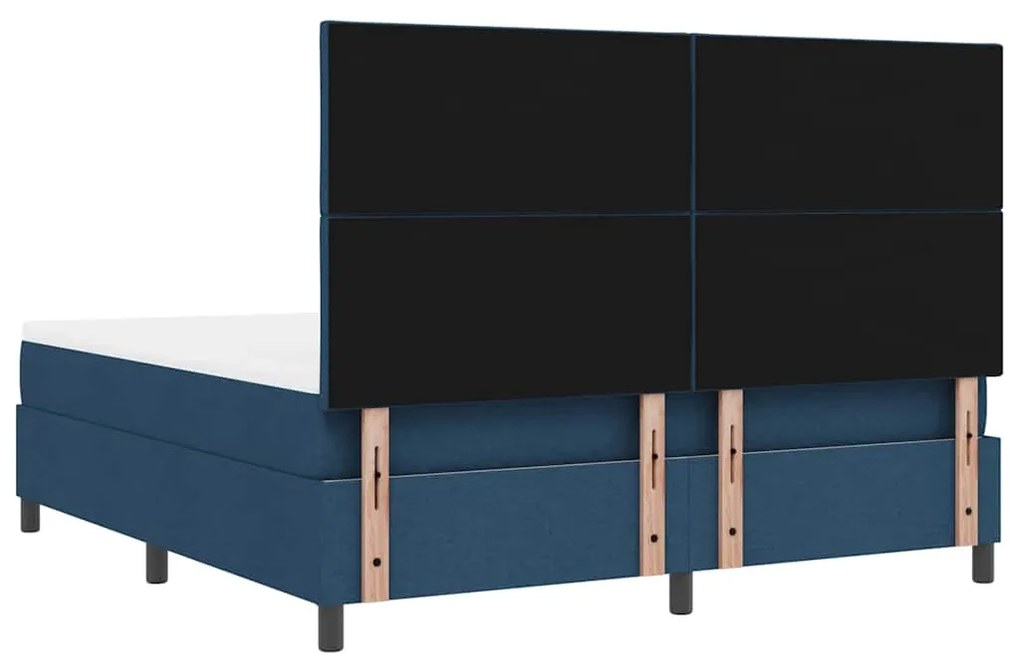 Cama Box Spring com Colchão e Luz LED - Azul, 180x200 cm, Tecido