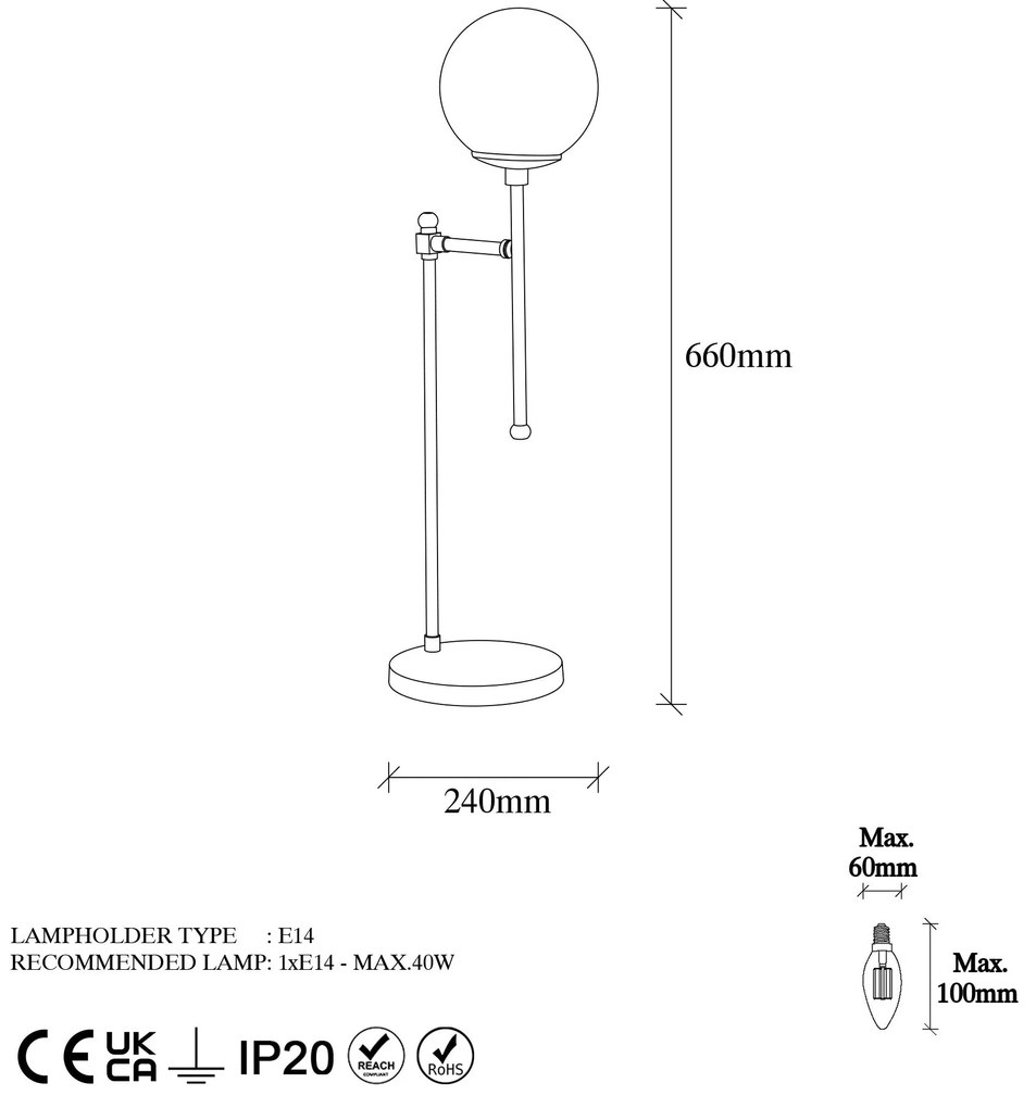 Candeeiro de Mesa Step – Dourado – 18 x 24 x 66 cm