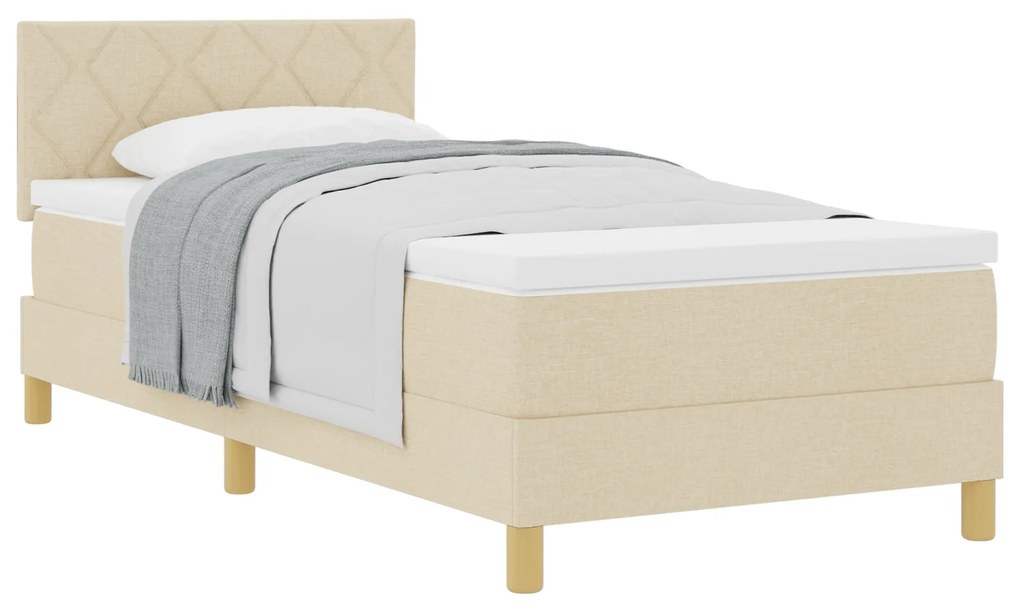Cama Box Spring com Colchão Creme 90x190 cm Tecido
