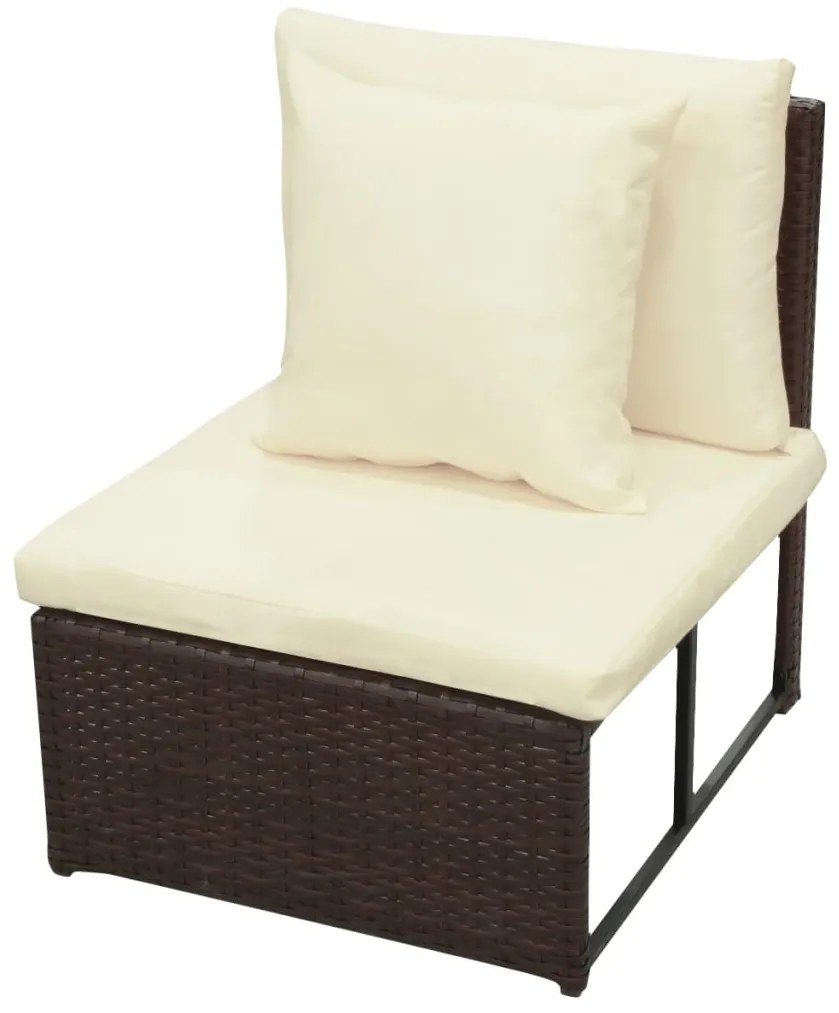 8 pcs conjunto lounge jardim c/ almofadões vime PE castanho