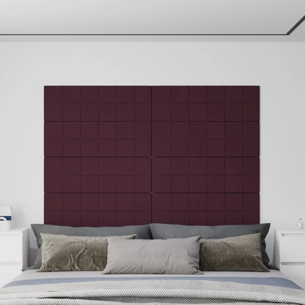 vidaXL Painel de parede 12 pcs 90x30 cm tecido 3,24 m² roxo