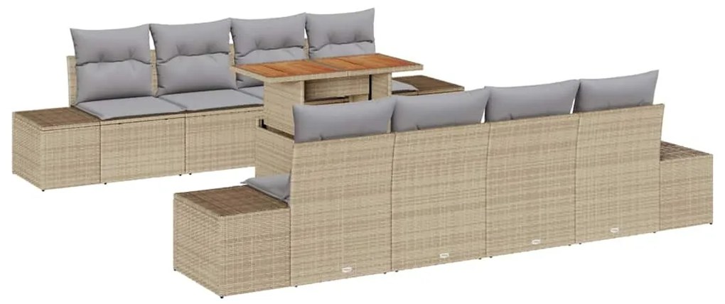 Conjunto de Sofá de Jardim de 7 Peças com Almofadas Bege em Rattan Pol