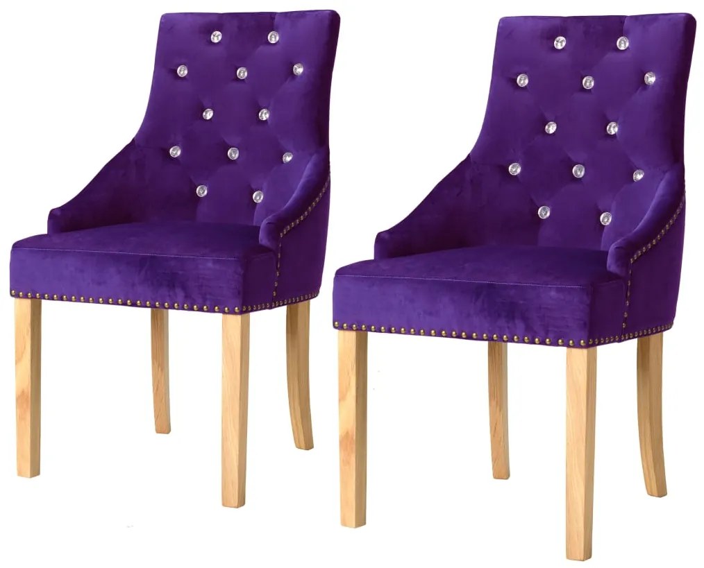 vidaXL Cadeiras de jantar 2 pcs carvalho maciço e veludo roxo