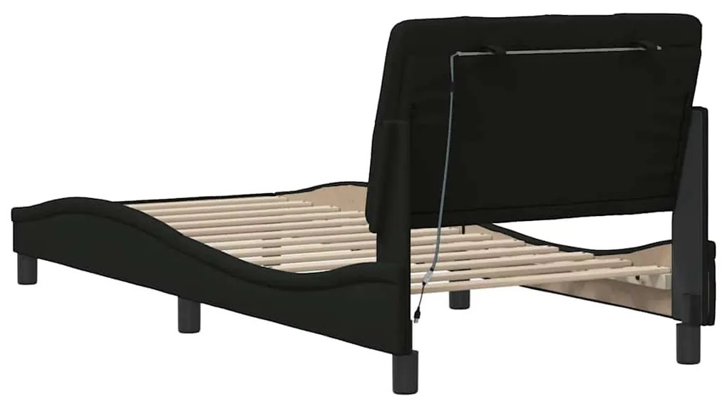 Estrutura de cama com LED sem colchão 90x200 cm tecido preto
