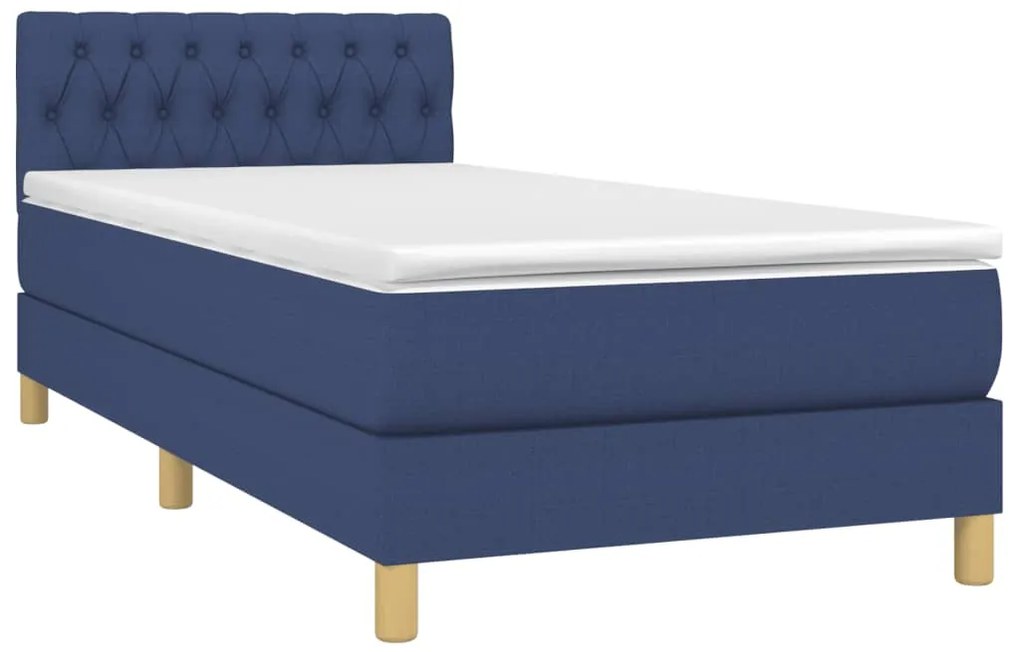 Cama com molas/colchão 90x190 cm tecido azul