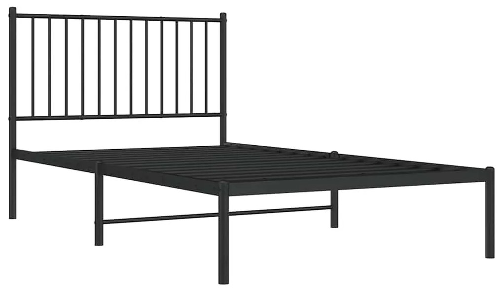 Estrutura de cama com cabeceira 100x190 cm metal preto