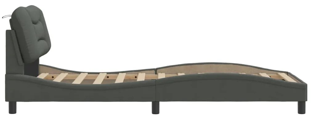 Estrutura de cama sem colchão 90x190 cm tecido cinzento-escuro