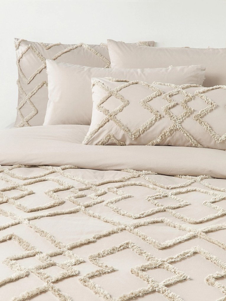 Capa de edredão em percal de algodão com decoração acolchoada Faith