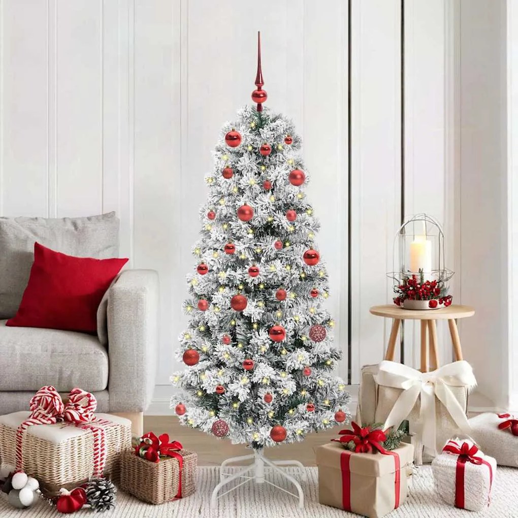 vidaXL Árvore de Natal Articulada Artificial Verde e Branco 150 cm