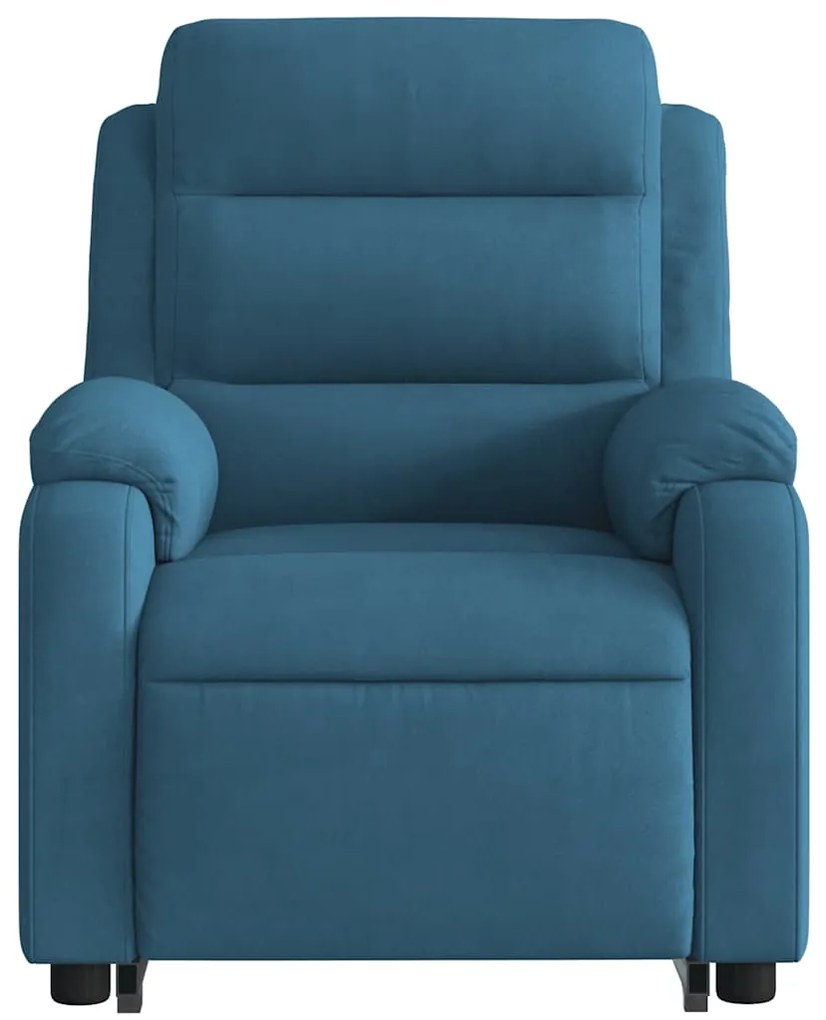 Poltrona elevatória de massagens veludo azul