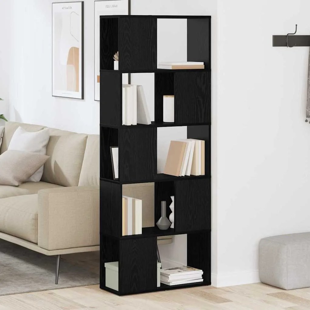 Estante Carvalho Preto Madeira engenharia 60 x 24 x 155 cm