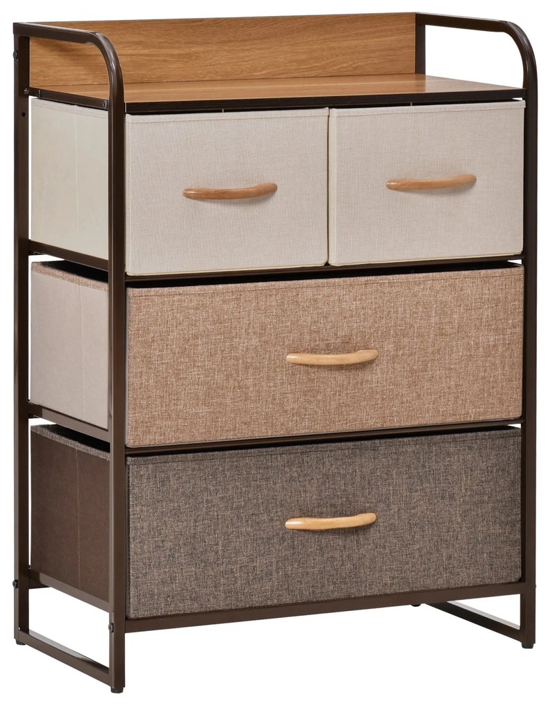Cómoda de Tecido com 4 Cestos Removíveis – 58x29x78,5 cm – Multicor