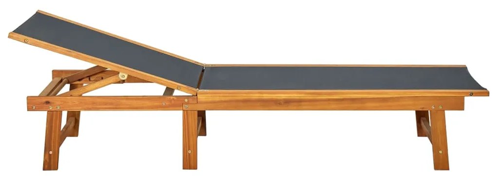 Espreguiçadeira com mesa madeira de acácia maciça e textilene