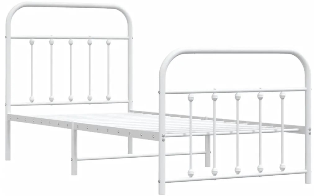 Estrutura de cama com cabeceira e pés 90x190 cm metal branco