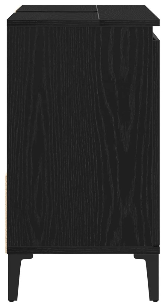 Armário de Pia vidaXL Preto Carvalho 65x33x60 cm em Madeira de Engenha