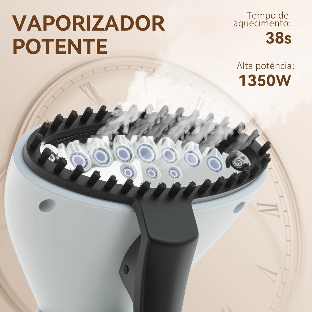 Ferro de Engomar a Vapor 1800W Temperatura Ajustável 11 Níveis Depósito de 2 L Aquecimento em 38s 35x25x47-118,5 cm Amarelo