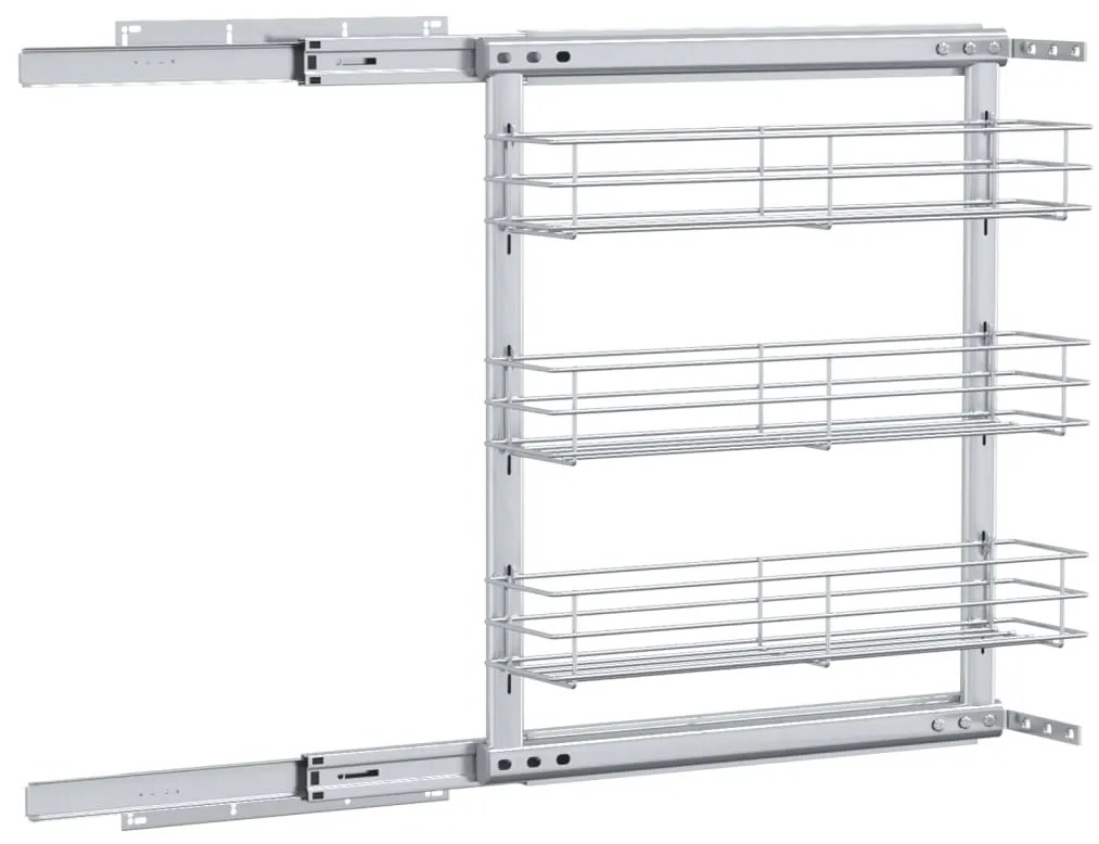 Unidade cestos p/ cozinha 3 pcs 47x15,5x55,5 cm arame prateado