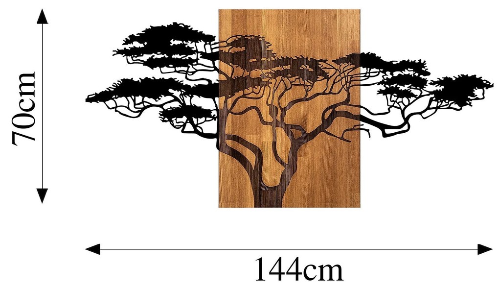 Acessório Decorativo de Parede Acácia – Preto e Noz – 144 x 3 x 70 cm