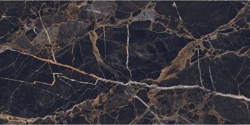 Mexen Orlo Preto amostra de grés vidrado ret. G1, azulejo de chão e parede, alto brilho - TL211-00-S