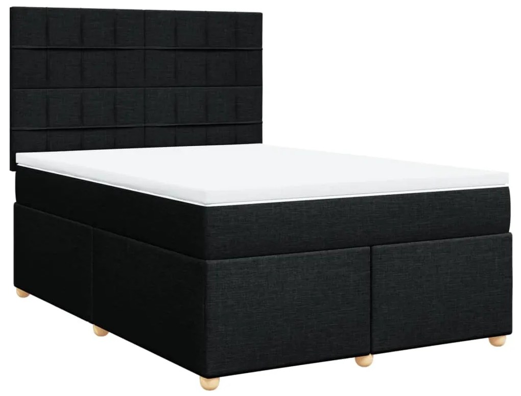 Cama com molas/colchão 140x190 cm tecido preto