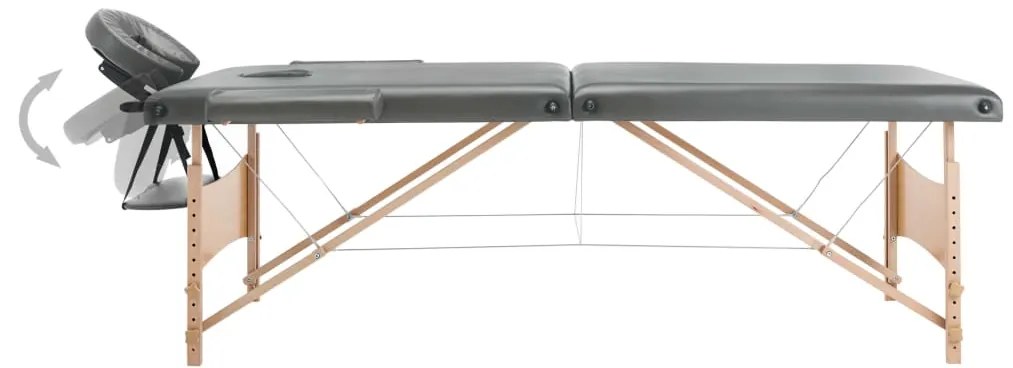 Mesa massagens c/ 2 zonas estrutura madeira 186x68 cm antracite