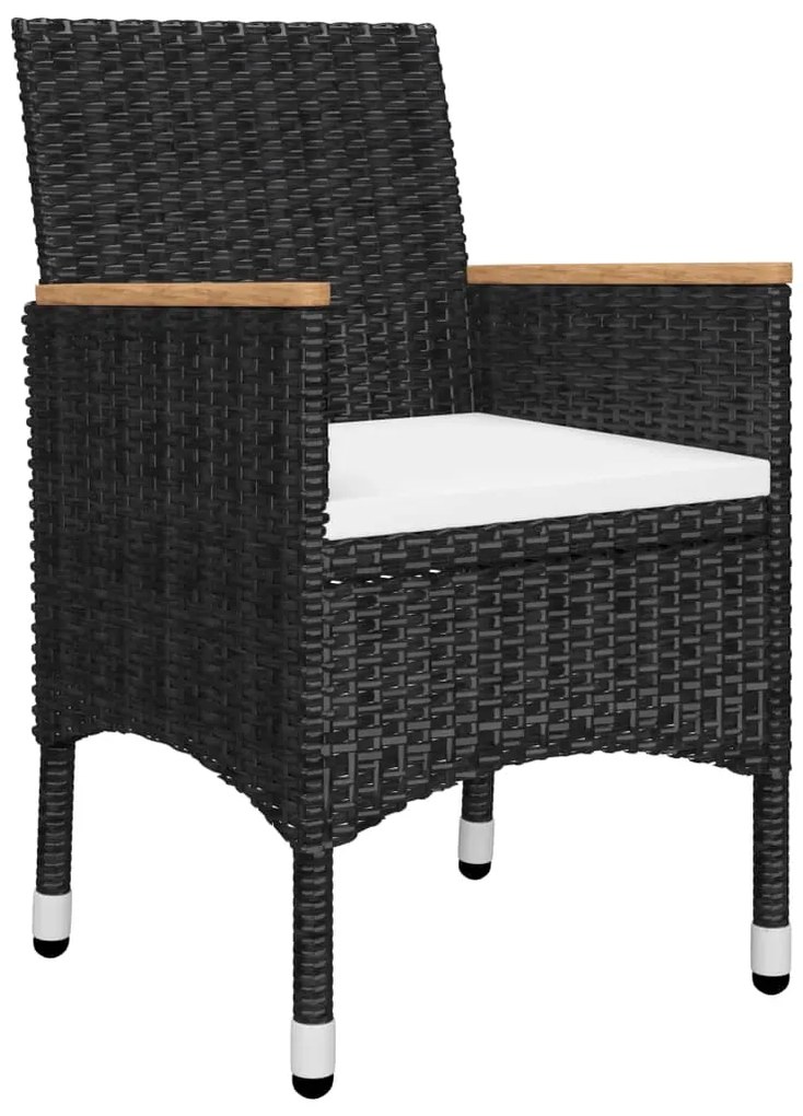 9 pcs conjunto de jantar para jardim com almofadões preto
