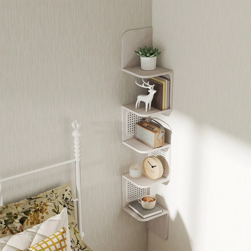 Estante de parede com 5 prateleiras 20 x 20 x 126 cm em bege
