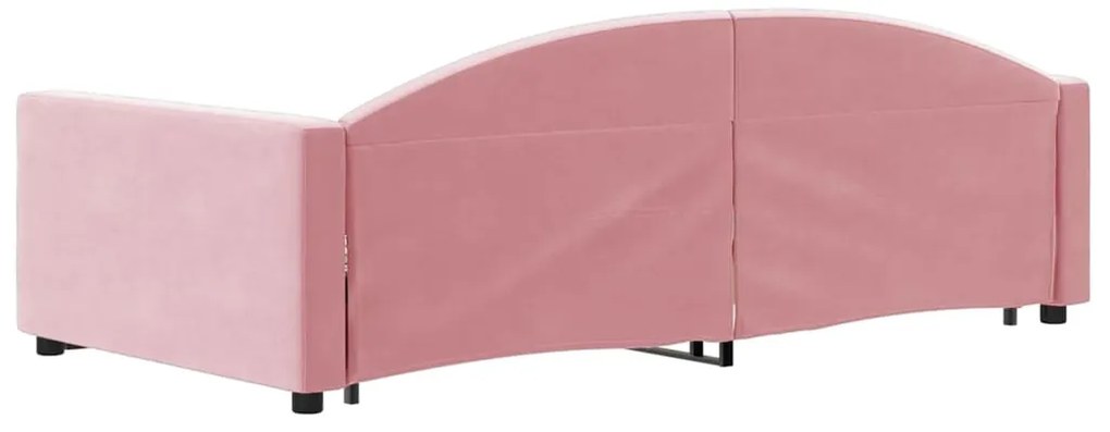 Sofá-cama com gavetão e gavetas 90x200 cm veludo rosa