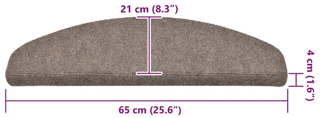 Tapetes de escada autoadesivos 30 pcs 65x21x4 cm creme