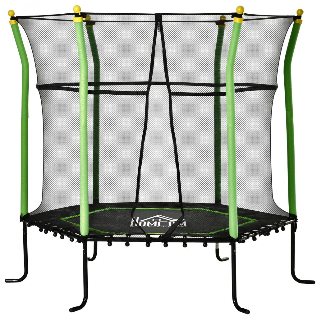 HOMCOM Trampolim para Crianças com Superfície de Salto Ø120 cm Rede de Segurança e Estrutura de Aço Carga 50kg Ø160x163,5 cm Verde | Aosom Portugal