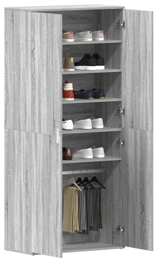 Cabide de Sapatos Cinza Sonoma 80x39x180 cm Madeira Engenharia