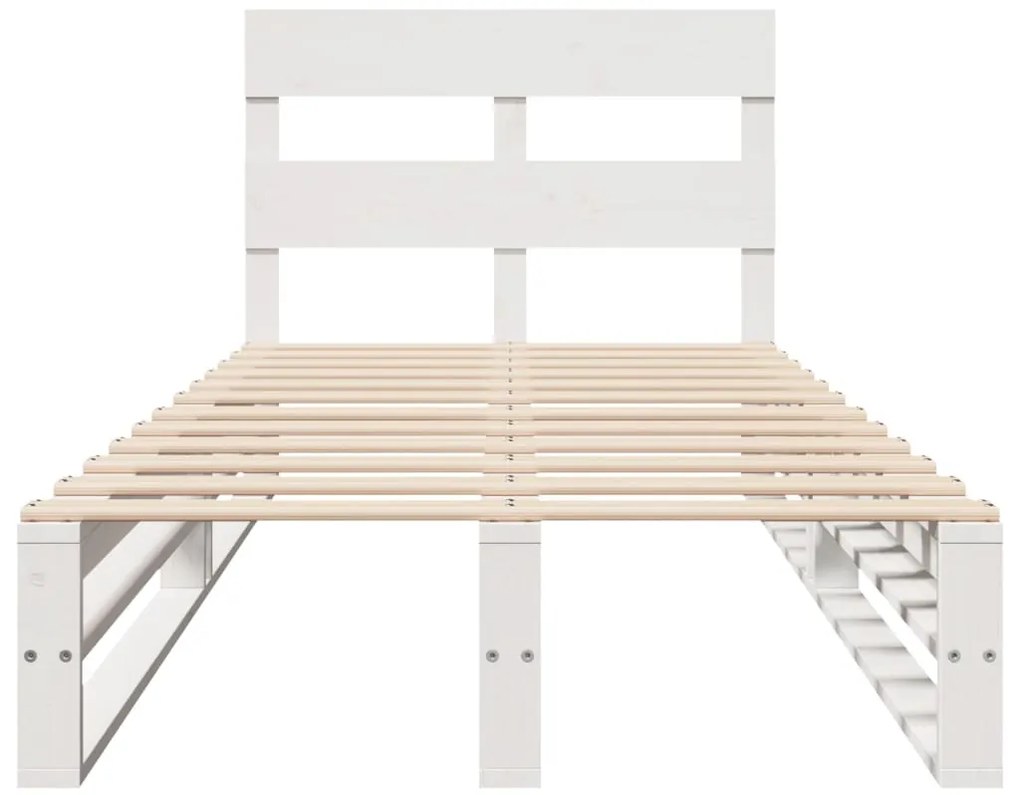 Cama sem colchão 100x200 cm madeira de pinho maciça branco