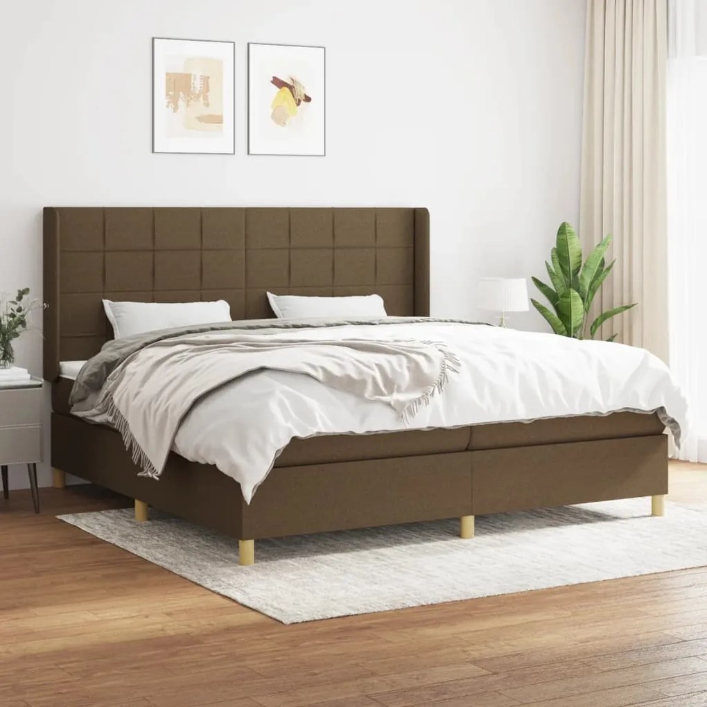 vidaXL Cama com molas/colchão 200x200 cm tecido castanho-escuro