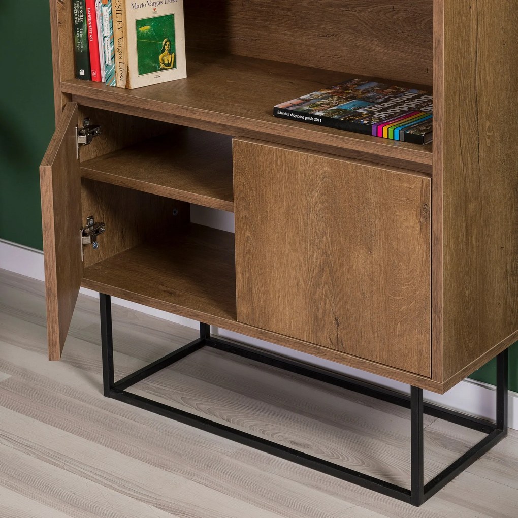 Conjunto de Mobiliário de Sala de Estar Laxus – Nogueira/Preto – Tv Un
