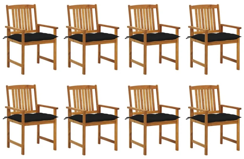vidaXL Cadeiras de jardim com almofadões 8 pcs acácia maciça