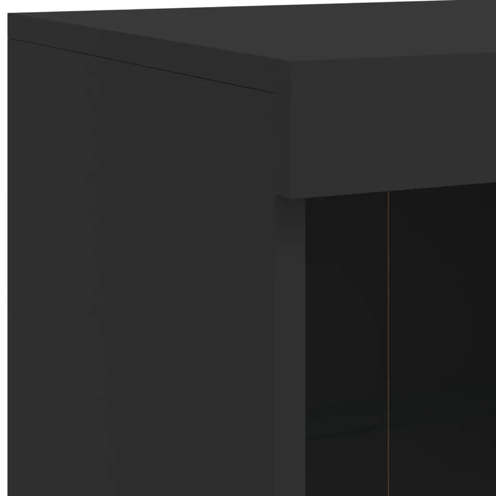 Aparador com luzes LED 202x37x100 cm preto