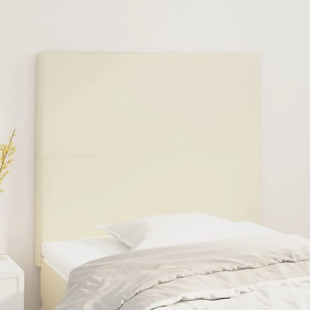 vidaXL Cabeceira de cama 2 pcs couro artificial 90x5x78/88 cm creme