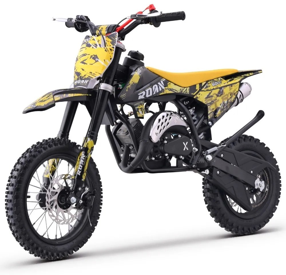 MINI MOTO PARA CRIANÇAS MINICROSS gasolina 60cc Roan RXT 12"/10" Amarela