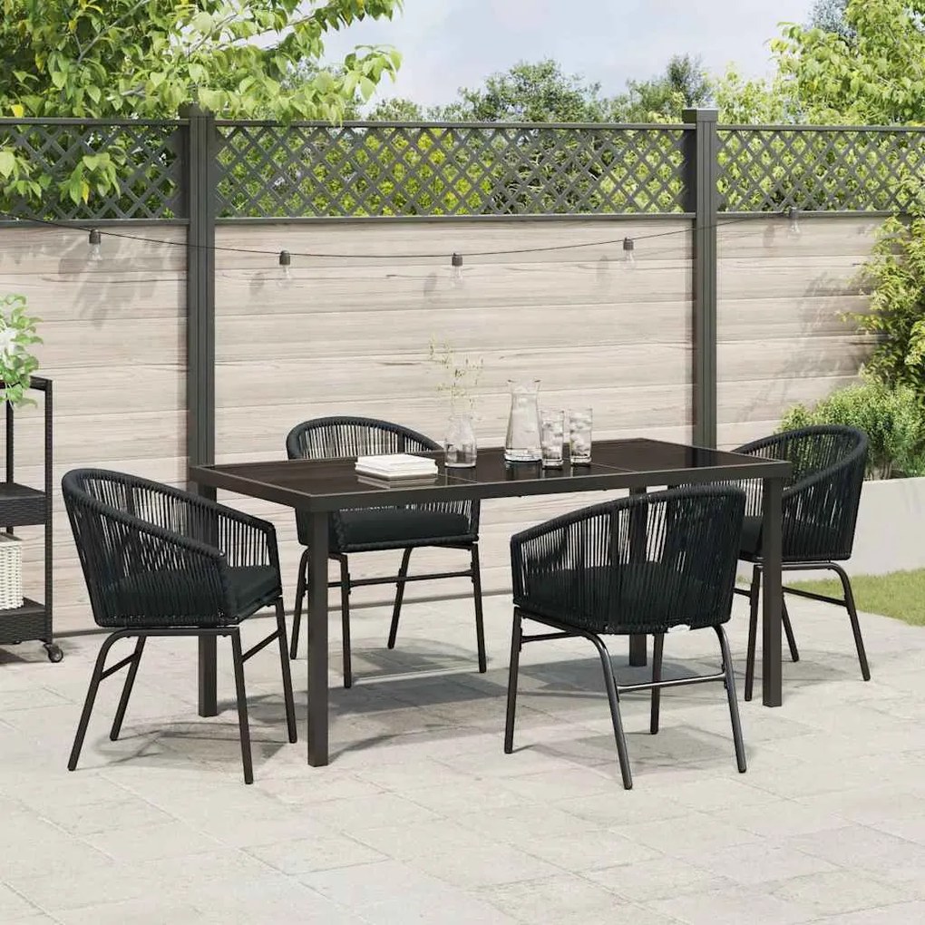 Conjunto de Jantar de Jardim de 5 Peças - Móveis de Rattan Preto