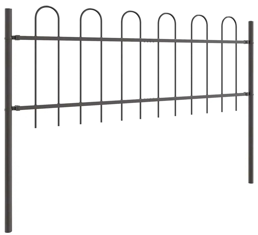 Cerca de Jardim com Topo Arqueado, Cinza, 11,9 x 0,6 m, Feita de Aço