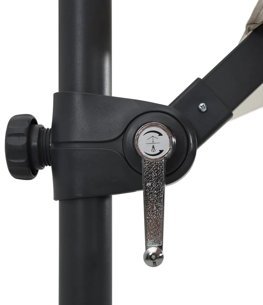 Guarda-sol cantilever c/ luzes LED e poste aço 250x250 cm areia