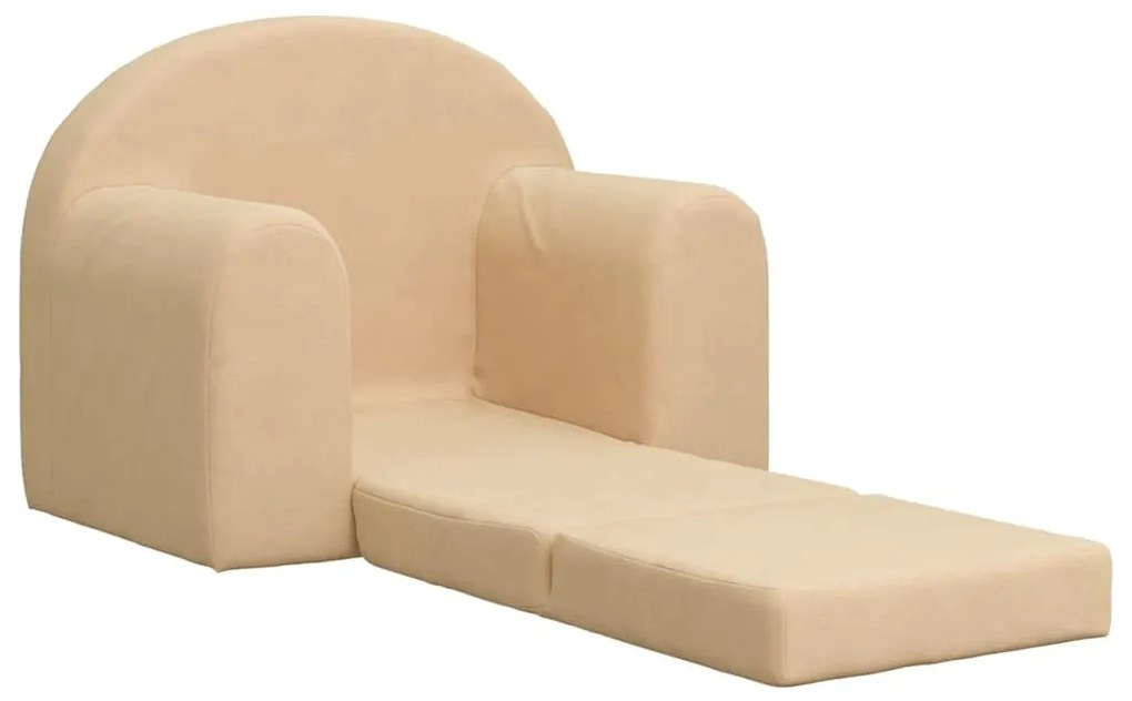 Sofá-cama infantil peluche macio creme