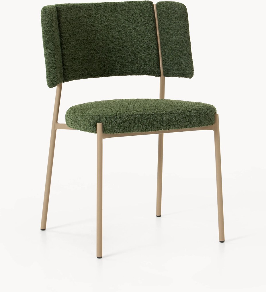 Cadeiras de jantar estofadas em bouclé Samantha, conjunto de 2