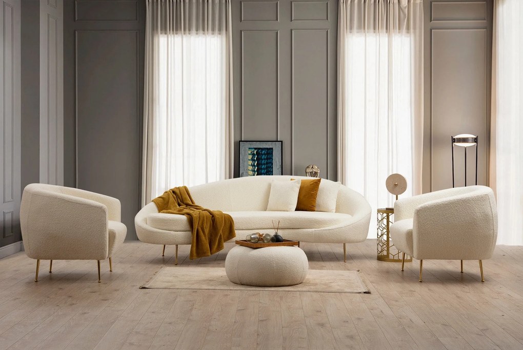 Sofá de 3 Lugares Eses – Creme (255 cm) | Luxo e Conforto