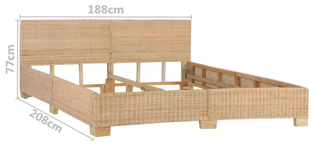 Estrutura de cama artesanal em vime natural 180x200 cm