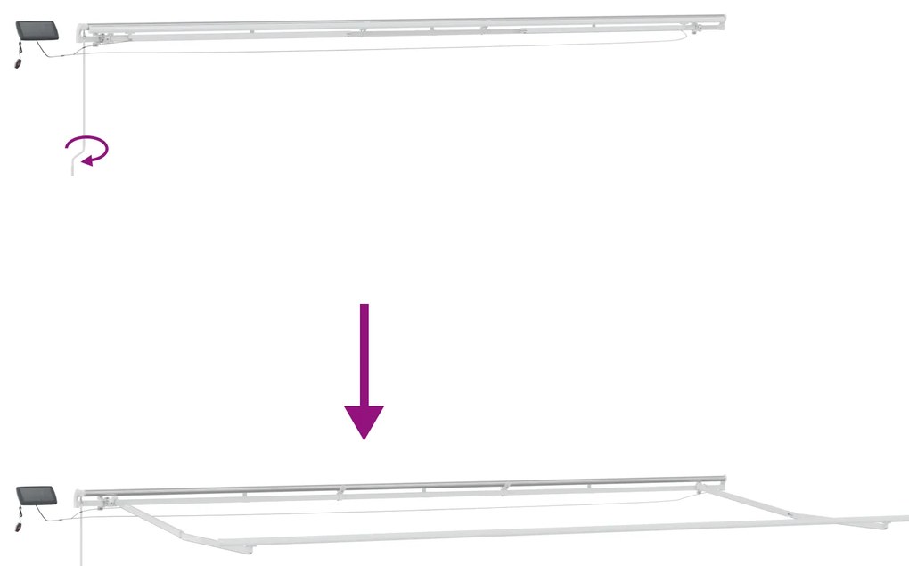 Toldo Retrátil Manual com LED Cinzento-Claro 600x300 cm, Tecido de Sub
